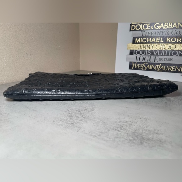 Jimmy Choo Oversized Derek Clutch Wrislet Black Leather Studded Star Bag - Picture 8 of 17